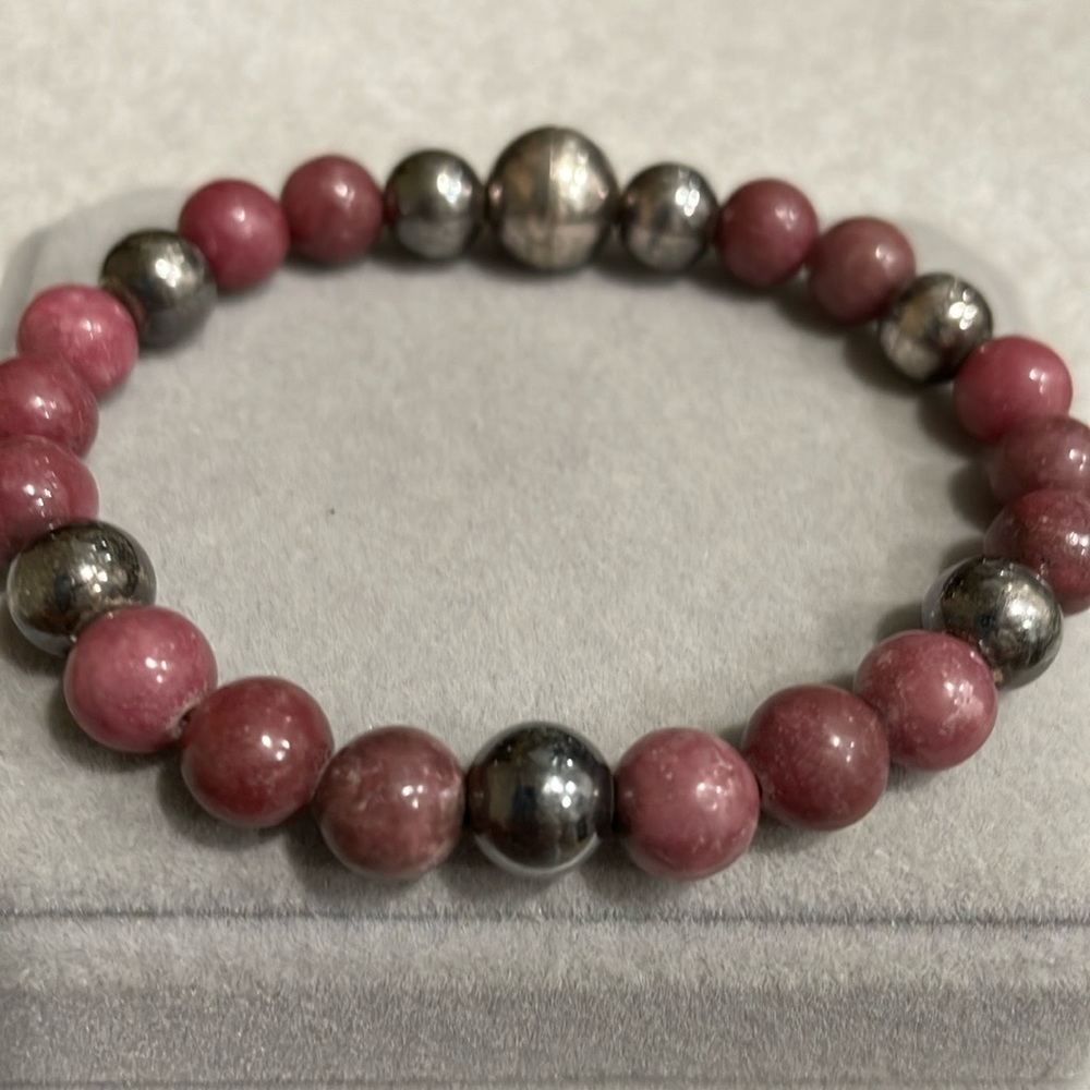 Milor Italy 925 Sterling Silver & Pink Beaded Bracelet🇮🇹